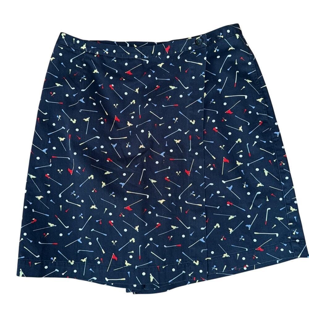 Christopher & Banks Golf Skirt Skort Navy Womens Golf Clubs Balls Flags Sz 12